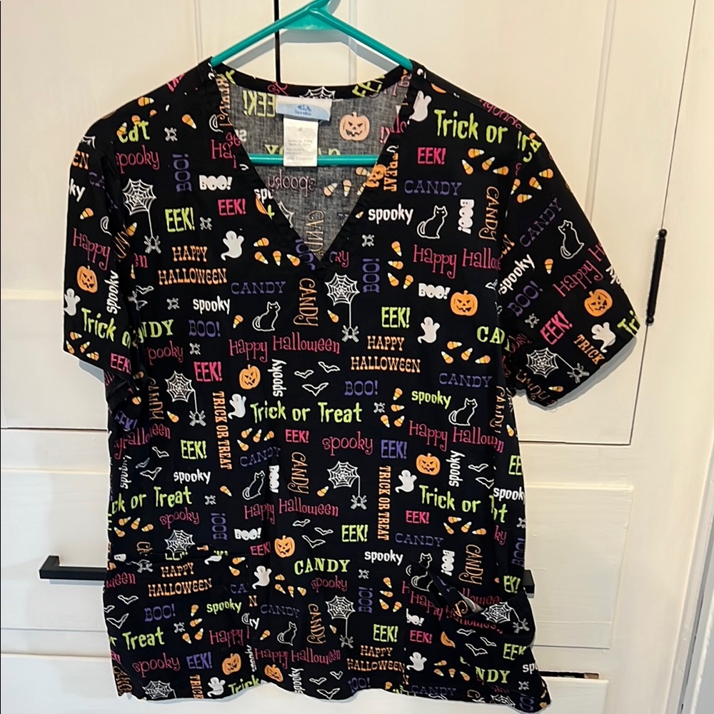 Halloween scrub top
